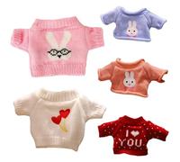 Temeemeg 5Pcs Teddy Bear Clothes, Bear Sweater Teddy Clothes Fit for 8-12 Inches Plush Bears, Cute Stuffed Animal for DIY Dressing Toy