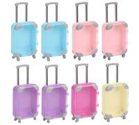 Temeemeg 8Pcs Mini Suitcase Realistic Rolling Mini Luggage Party Favor with Retractable Handle for Imaginative Play Travel Themed Events (Random Color)