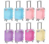 Temeemeg 8Pcs Mini Suitcase, Realistic Rolling Mini Luggage Party Favor with Retractable Handle for Imaginative Play, Travel Themed Events (Random Color)