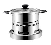 Temeemeg Alcohol Stove Portable Camping Stove & 16cm Stainless Steel Mini Alcohol Hot Pot Set Adjustable Flame Cooker For Dorm Outdoor Solo Meals Compatible With Multiple Fuels (Complete Kit)