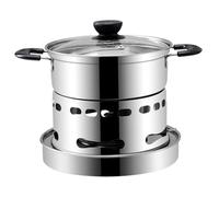 Temeemeg Alcohol Stove, Portable Camping Stove & 16cm Stainless Steel Mini Alcohol Hot Pot Set - Adjustable Flame Cooker For Dorm, Outdoor Solo Meals, Compatible With Multiple Fuels (Complete Kit).