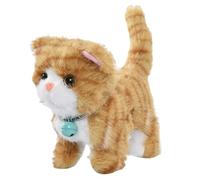 Temeemeg Cat Stuffed Animal Toy Interactive Walking Talking & Singing Cat Plush with Colorful Lights Realistic Electronic Pet Companion ideal for Kids (Yellow Stripes)