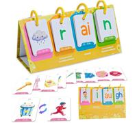 Temeemeg CVC Word Games, Sight Word Games for Kindergarten Classroom 129Pcs Phonics Flash Cards with Flip & Spell Design and Desktop Stand Educational Learning Toy