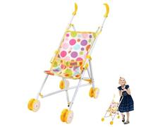 Temeemeg Doll Stroller Toy Kid Baby Doll Stroller Folding Baby Carriage with Soft Grip Handle Accessories for Girl Pretend Play Toy 24x47x53cm..