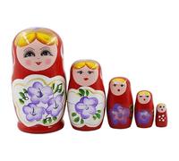 Temeemeg Nesting Dolls, 5-Layer Wooden Russian Matryoshka Dolls for Kids, Traditional Folk Art Home Decor & Present.