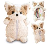 Temeemeg Pen Pouch 3D Fuzzy Puppy Plush Pencil Case Multi-Function Soft Storage Zipper Bag for Home Garden Makeup and Stationery