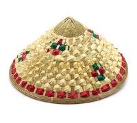 Temeemeg Rice Hat 36cm Children's Bamboo Chinese Straw Hat Natural Asian Conical Hats for Outdoor Play, Dance, and Costumes.