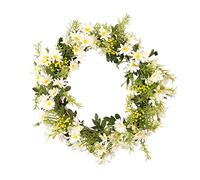 Temeemeg Simulation Wreath Front Door Garland Spring Artificial Daisy Floral Ornament for Home Door Window Wall Party Festival Decor White...