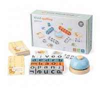 Temeemeg Spelling Games, Fun Alphabet Blocks Learning Toy with 64 Word Cards & Bell, Interactive Literacy Games for Preschool Children.