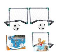 Temeemeg Water Football Set Cooling Floating Pool Soccer Includes 2 Pool Goals, 2 Balls & 1 Pump Interactive Parent-child Summer Games for Adults and Family