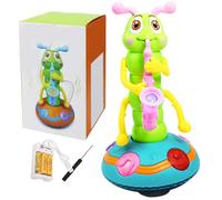Temeemeg Wriggle Caterpillar, Electric Dancing Saxophone Caterpillar Toy with Music and LED Light, Educational Sensory Toy Saxophone for 0-3 Year Olds Learning Toys, USB Charging