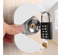 TEMEILI Door Handle Lock, Lock Cover, Prevents Door Knob Access, Brass and Chrome, Key Lock