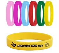 TEMEITE Customize Rubber Bracelet for Men - Bulk 100 Sports Bracelets, Green Rubber Wristbands, Plastic Lightning Wristband - Yellow
