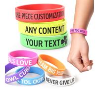TEMEITE Personalised Silicone Wristbands - Custom Engraved Bracelets with Your Own Text & Logo - No Minimum Order - Customisable Rubber Bands for Events, Parties, Causes