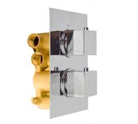 Temel Modern Square 2 Way Concealed Thermostatic Shower Mixer Valve Chrome