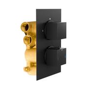 Temel Square 2 Way Concealed Thermostatic Shower Mixer Valve - Black Matt