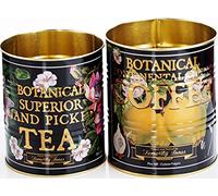 Temerity Jones Set of 2 Kitchen Multi Purpose Metal Storage Tins - Vintage Botanical Tea Design