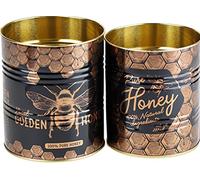 Temerity Jones Set Of 2 Multi Purpose Metal Storage Tins - Black Gold Honey Bumble Bee