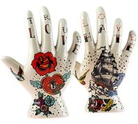 Temerity Jones Set Of 2 Palmistry Tattoo Hand Decorative Ornaments - Love Hate Design