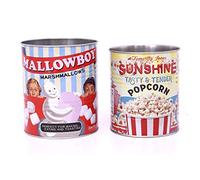 Temerity Jones Vintage Style Set 2 Marshmallow Popcorn Utensil Storage Tin Cans