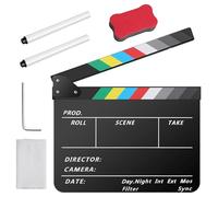Temery Film Flap 30 x 25 cm Clapperboard, Director's Flap with 2 Pens, Easy Wipe Acrylic Clapper for Film, TV Series, Advertising Pots, Studio and Other Video Recording, Black