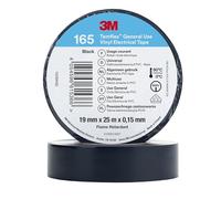 Temflex 3M Vinyl Electrical Tape 165, Black, 19 mm x 25 m, 10 Roll Pack