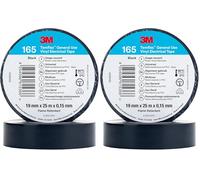 Temflex 3M Vinyl Electrical Tape 165, Black, 19 mm x 25 m, 10 Roll per Pack (Pack of 2)