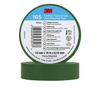 Temflex 3M Vinyl Electrical Tape 165, Green, 15 mm x 10 m, 100 Rolls/Case