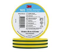Temflex 3M Vinyl Electrical Tape 165, Green/Yellow, 19 mm x 25 m, 10 Roll Pack