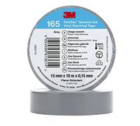 Temflex 3M Vinyl Electrical Tape 165, Grey, 15 mm x 10 m, 100 Rolls/Case