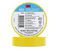 Temflex 3M Vinyl Electrical Tape 165, Yellow, 15 mm x 10 m, 100 Rolls/Case