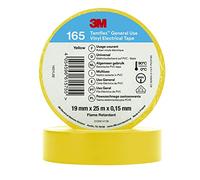 Temflex 3M Vinyl Electrical Tape 165, Yellow, 19 mm x 25 m, 10 Roll Pack
