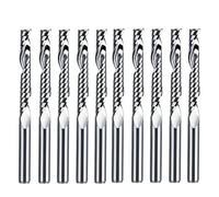 Temhyu 10pcs 3.175mm Shank Single Flute Spiral Milling Cutter Tungsten Carbide Engraving Router Bits CNC Tools For Acrylic Wood MDF(3.175x2.5x17)