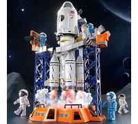 TEMI Large Space Rocket Toys for Kids 3+, with Launcher, Mist Spray | 5-in-1 STEM Space Toys, Launch Center, Console, Satellite, Astronauts, Projection Lamp, Spaceship Toys Gift for Boys