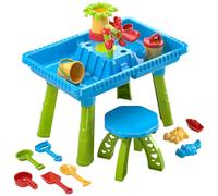 TEMI Sand Water Table Outdoor Toys - Toddler Activity Table Sandbox Toy Sensory Playset Summer Toys Beach Play Table 27 Pcs Accessories for Baby Kids Children