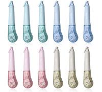 Temiary 12Pcs Correction Tape Pens, Aesthetic Whiteout Tape for Instant Correction, Easy to Use, Pen Shaped Applicator for Office School Supplies, 1/5 Inch x 236 Inches (Multicolor)