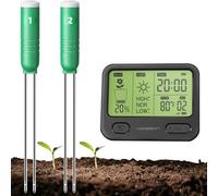 TEMINO Soil Moisture Meter for Plants, 4-in-1 Soil Tester with 200ft RF Waterproof Digital Sensor& LCD Display for Moisture/Temperature/Sunlight/Time, Ideal for Garden, Farm, Indoor Outdoor Plant Care