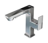 TEmkin Bathroom Sink Faucet with LED Temperature Digital Display 2 Water Flow Modes,Single Handle Hot And Cold RV Bath Vanity Faucets,Black (Silver)