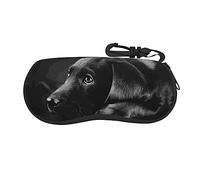 TEMKIN Black Labrador Puppy Soft Printed Glasses Case, Neoprene Lightweight Portable Sunglasses Case, Zipper Closure