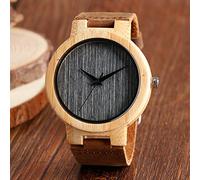 TEmkin Casual Wooden Watch Women Sport Handmade Nature Wood Minimalist Real Leather Strap Quartz Wristwatch Bamboo