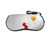 TEMKIN Daisy Heart Love Romance Soft Printed Glasses Case, Neoprene Lightweight Portable Sunglasses Case, Zipper Closure