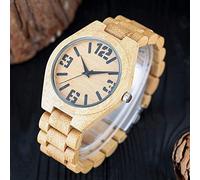 TEmkin Fashion Wood Watch Men Big Arabic Numbers Simple Nature Wooden Bamboo Quartz Bangle Business Watches Cool