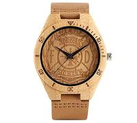 TEmkin Firefighter Wooden Watch Fire Hydrant Carving Analog Special Men Casual Bamboo Wristwatch All-Match Students Wood Clocks Gifts (1)