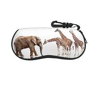 TEMKIN Giraffe and Elephant Soft Printed Glasses Case, Neoprene Lightweight Portable Sunglasses Case, Zipper Closure