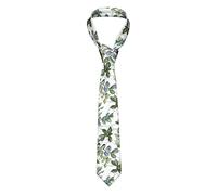 TEMKIN Green Eucalyptus Leaves Necktie for Men - Full Print, Silk Slim Suit Ties for Business Birthday Wedding Banquet Party
