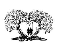 TEMKIN Love Tree Metal Wall Art, Love Heart Tree Couple Swinging Metal Wall Decor, Metal Wall Silhouette Sculptures, for Home Decor
