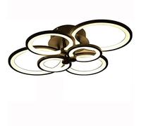 TEmkin Modern Ceiling Light Fixture Led Ceiling Light: Black Recessed Ceiling Light 68W Led Dimmable with Remote Control for Living Room, Dining Room Lighting, Bedroom, Home