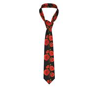 TEMKIN poppy flowers Necktie for Men - Full Print, Silk Slim Suit Ties for Business Birthday Wedding Banquet Party