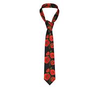 TEMKIN poppy flowers Necktie for Men - Full Print, Silk Slim Suit Ties for Business Birthday Wedding Banquet Party
