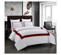TEmkin Room decor Stitching bedding set 3 pcs luxury American style Linens Bed linen for home hotel Comforter duvet cover pillow case, Luxury Bed in a Bag (Red King size 2.0M Bed 4pcs)